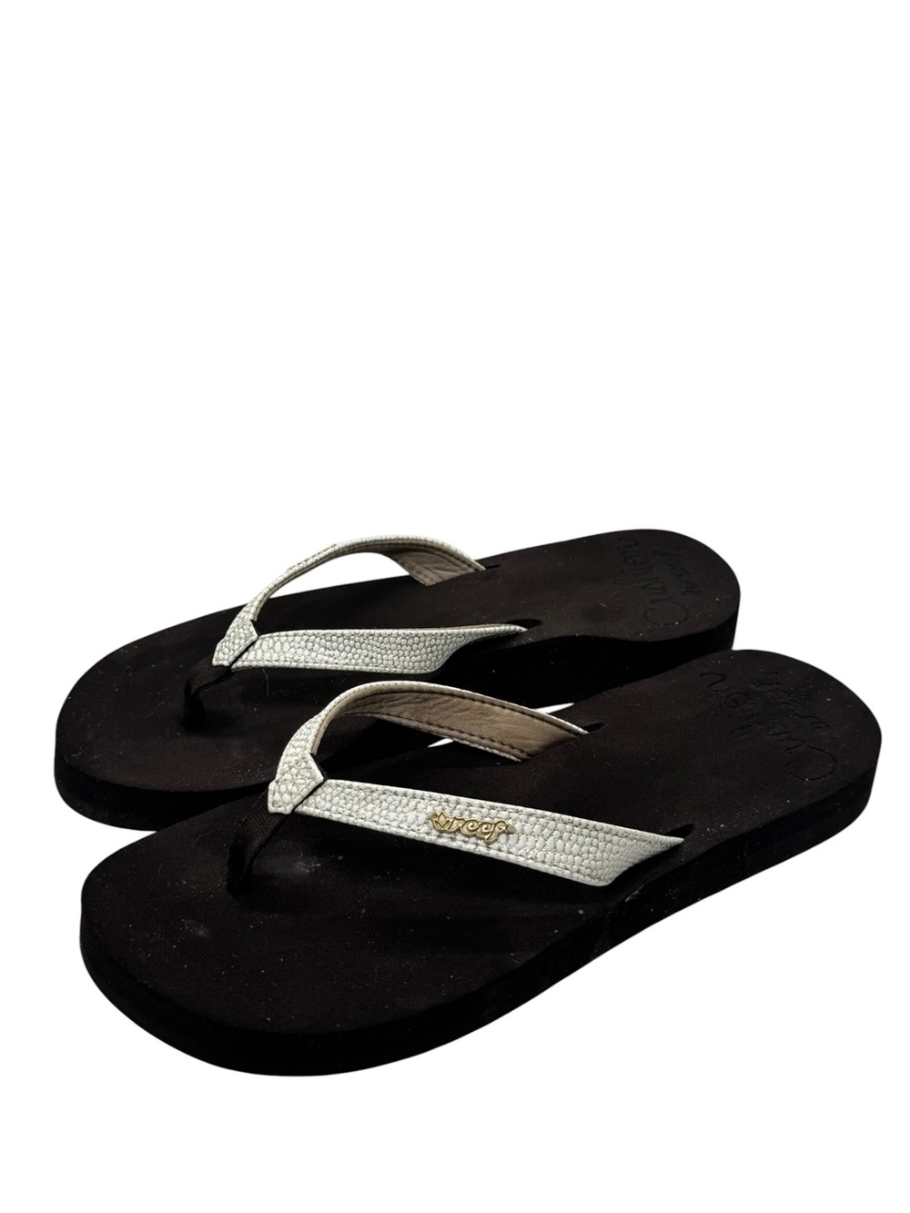 Reef Star Cushion Brown Cream Arch Support Women's Sandals Flip Flops Sz 7
